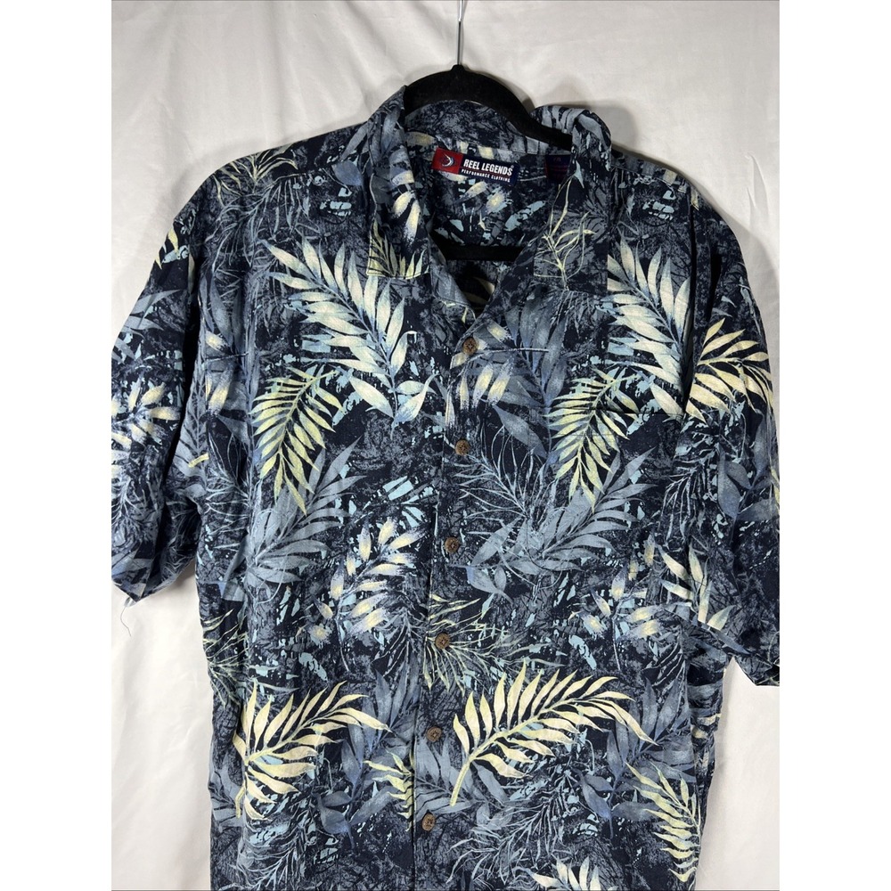 Reel‎ Legends® Blue Print Button Front Short Sleeve Shirt w/Pocket- SizeXXL